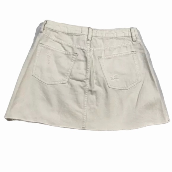 WE THE FREE denim distressed button fly raw hem mini skirt size 26 - Picture 4 of 11